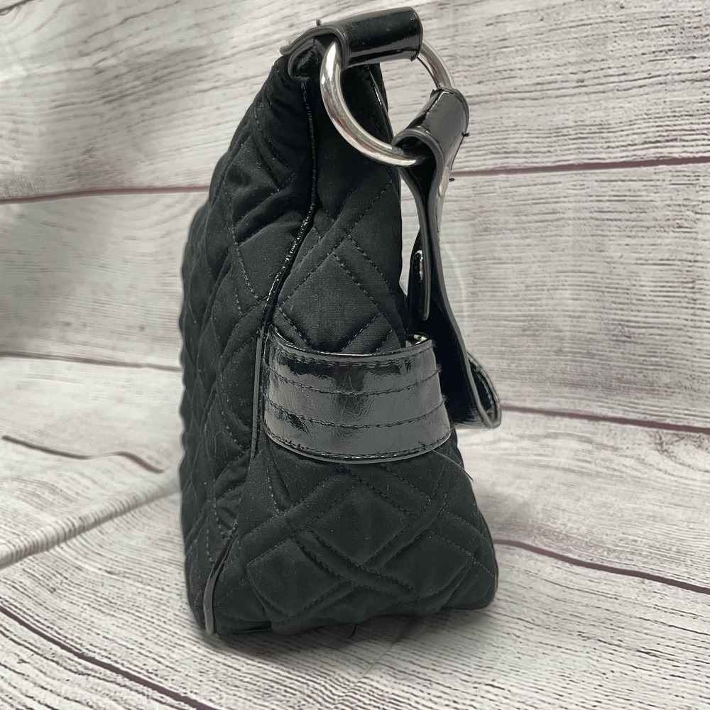 Vera Bradley Black Quilted Microfiber Shoulder Bag with Patented Leather Strap - Picture 13 of 14